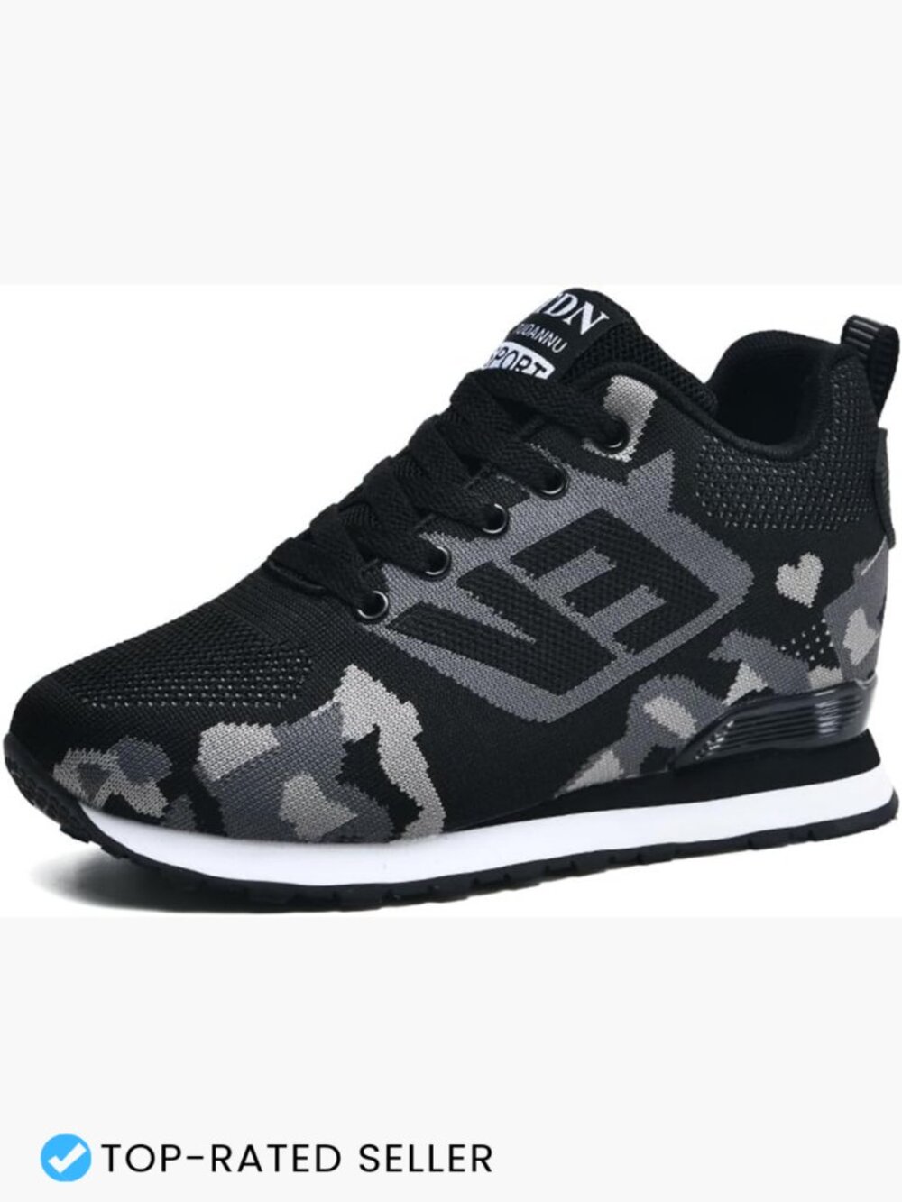 Wedge Sneakers Floral Camouflage Knit Platform Hidden Heel Non-Slip Casual